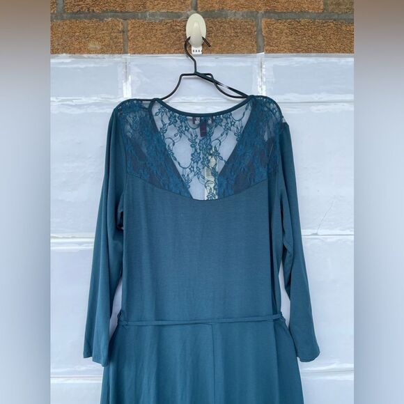 LONG TALL SALLY LACE INSERT TEAL DRESS SIZE 14 - Picture 12 of 13